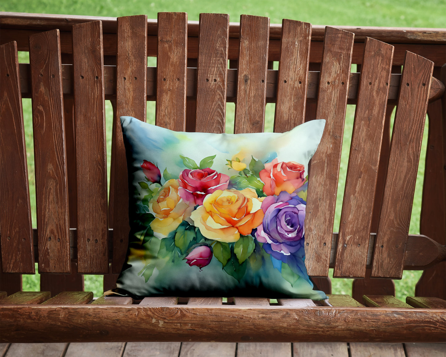 Roses in Watercolor Throw Pillow