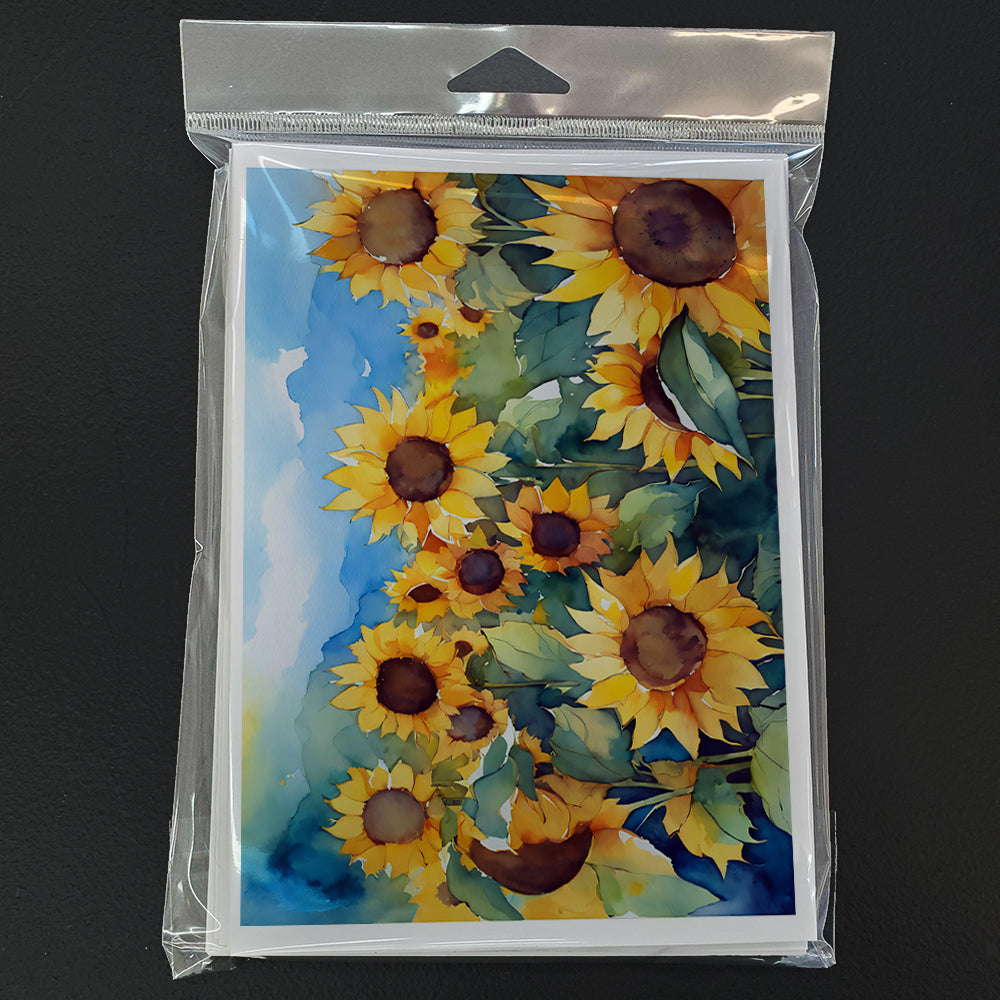 Sunflowers in Watercolor Greeting Cards Pack of 8