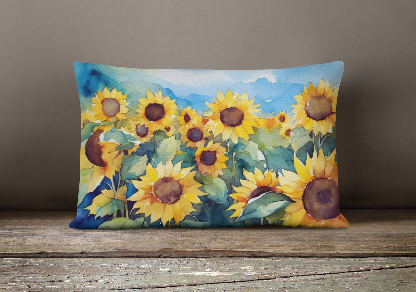 Sunflowers in Watercolor Throw Pillow
