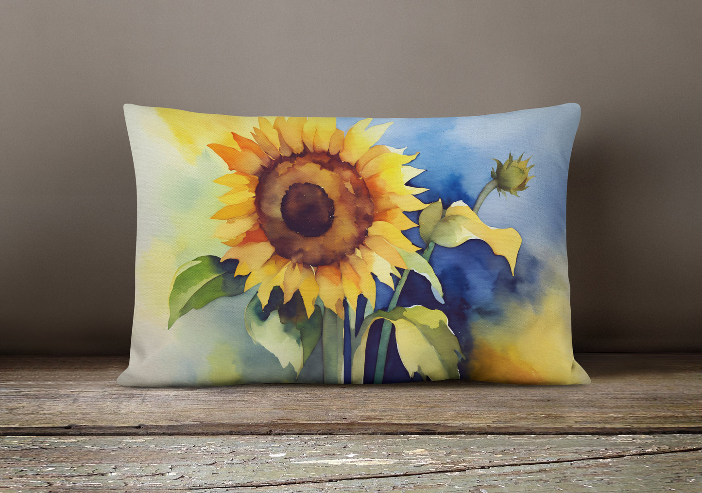 Sunflowers in Watercolor Throw Pillow
