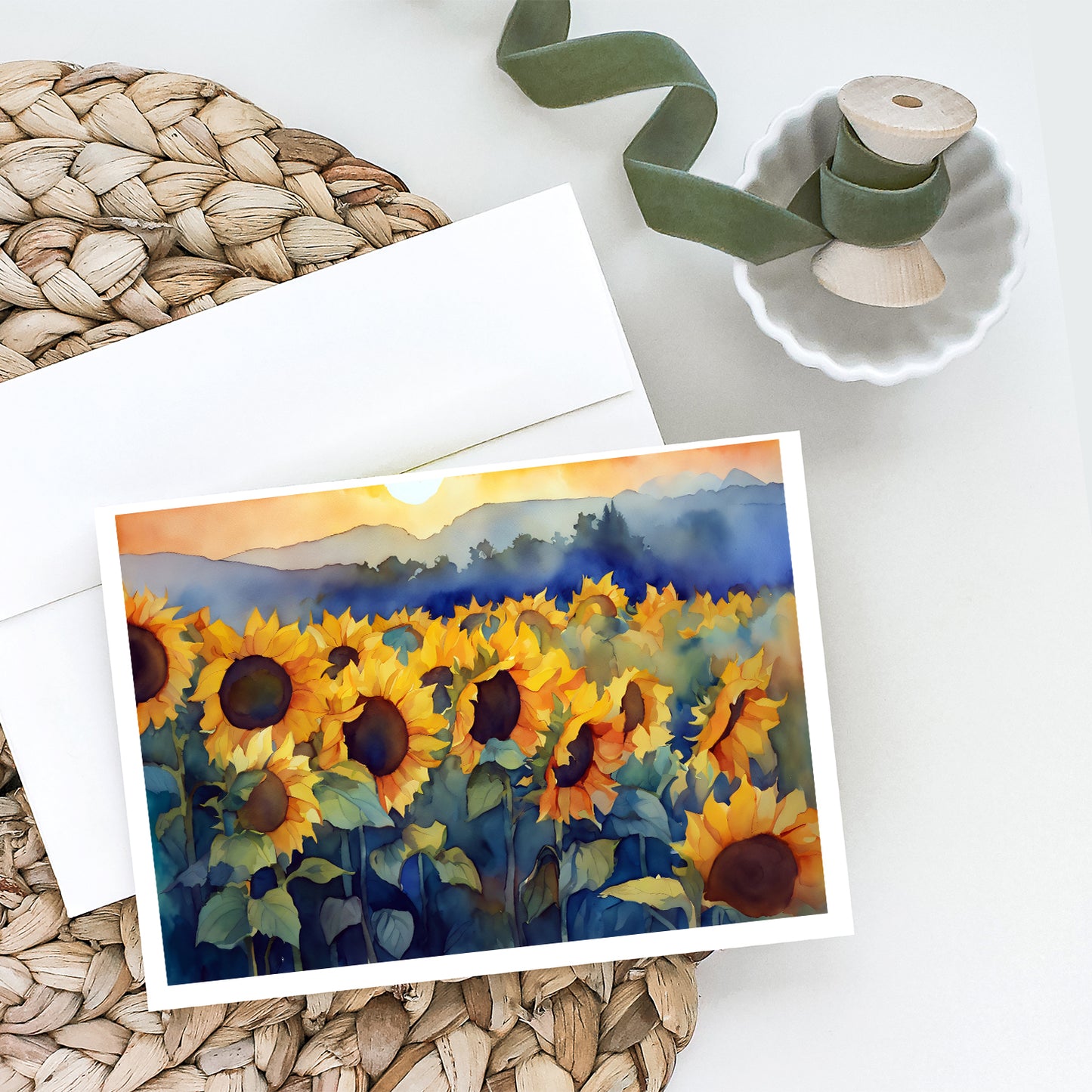 Sunflowers in Watercolor Greeting Cards Pack of 8