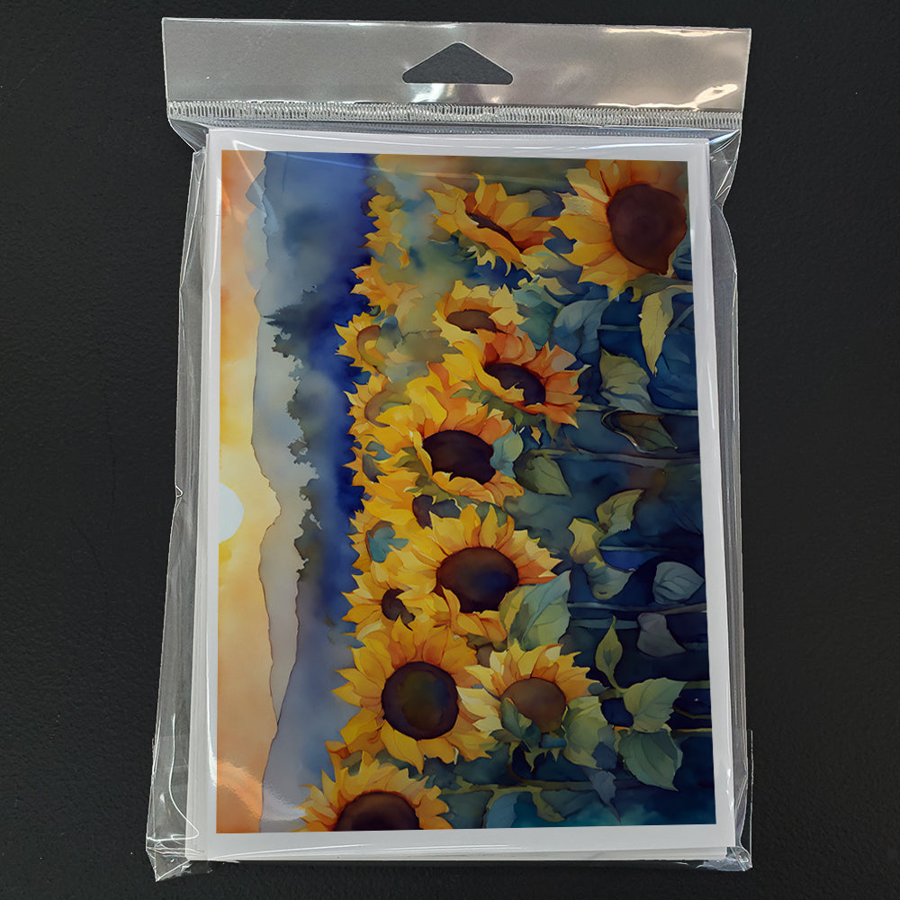 Sunflowers in Watercolor Greeting Cards Pack of 8