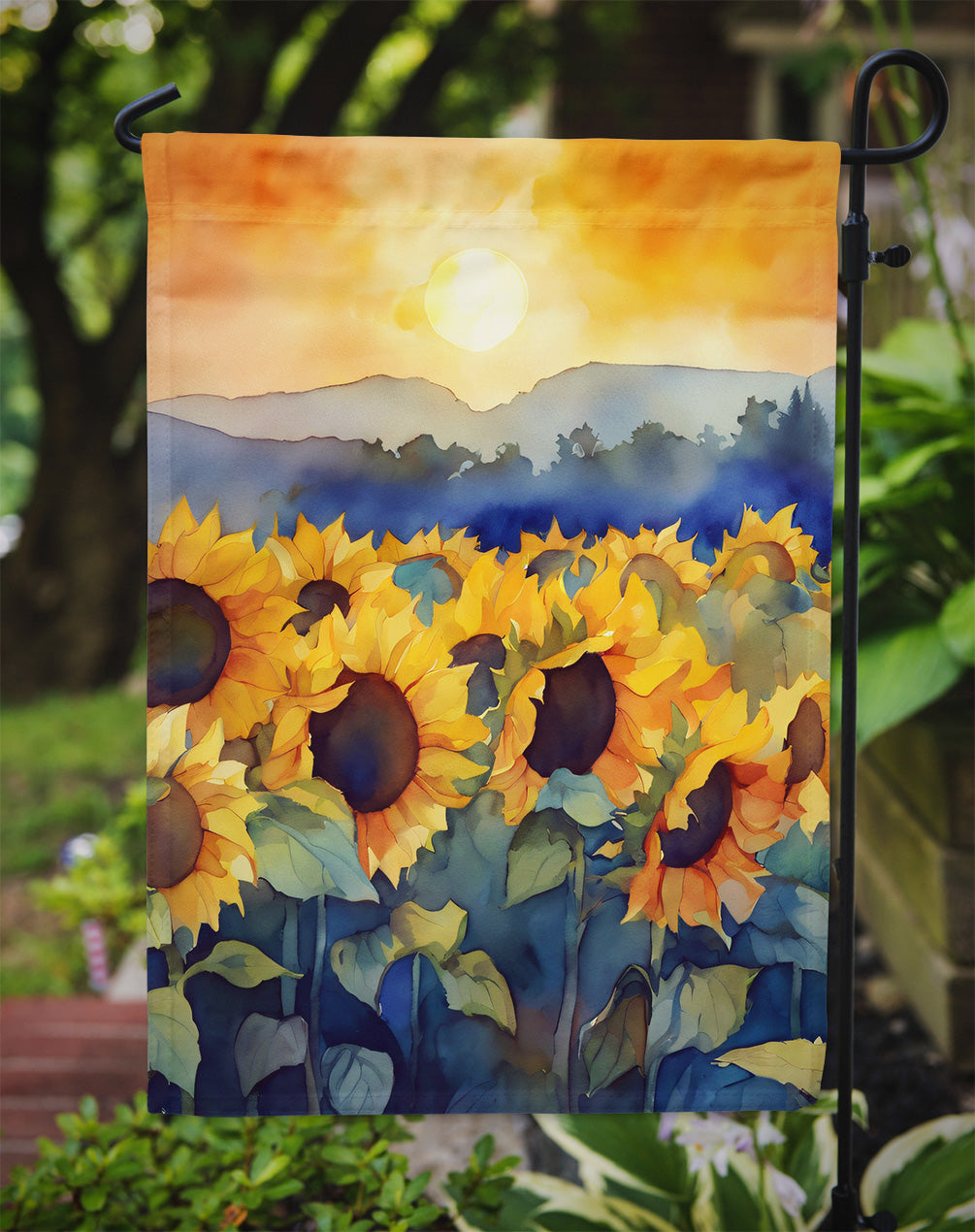 Sunflowers in Watercolor Garden Flag