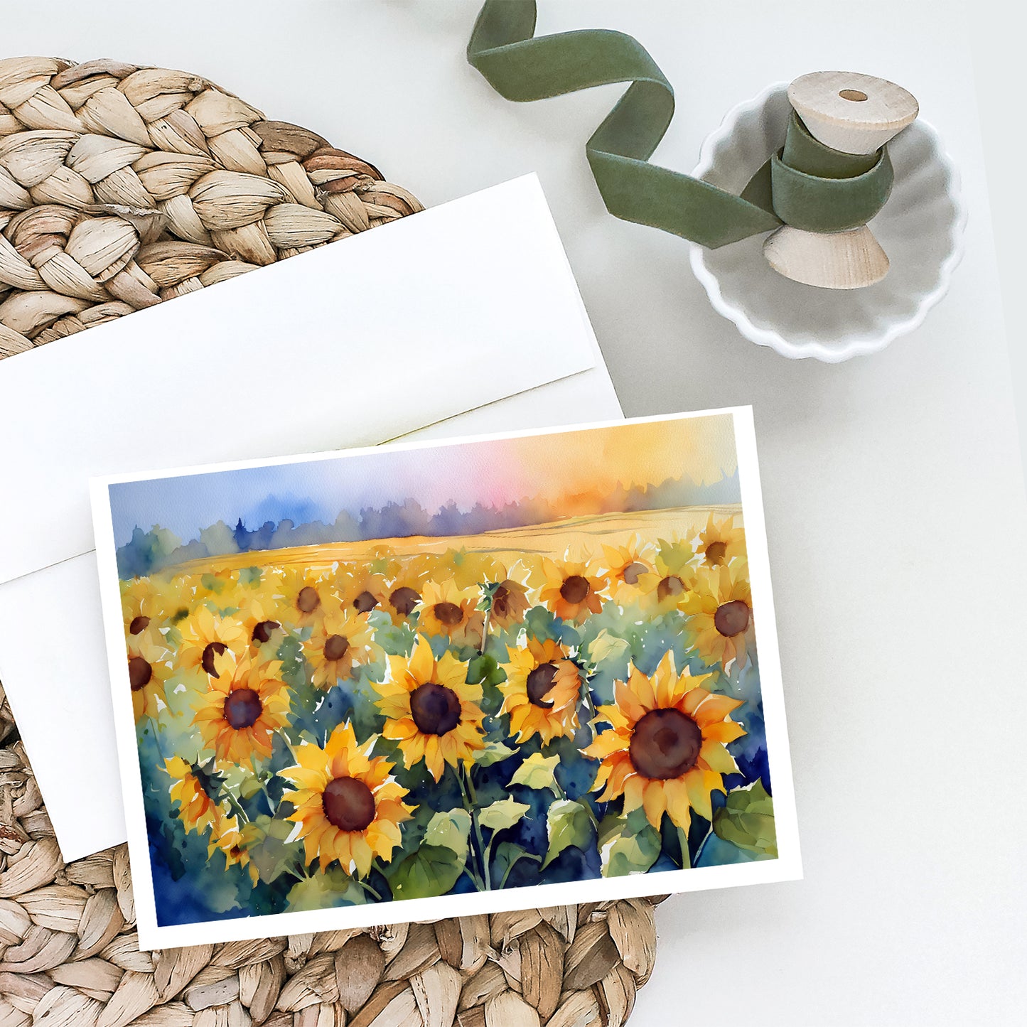Sunflowers in Watercolor Greeting Cards Pack of 8