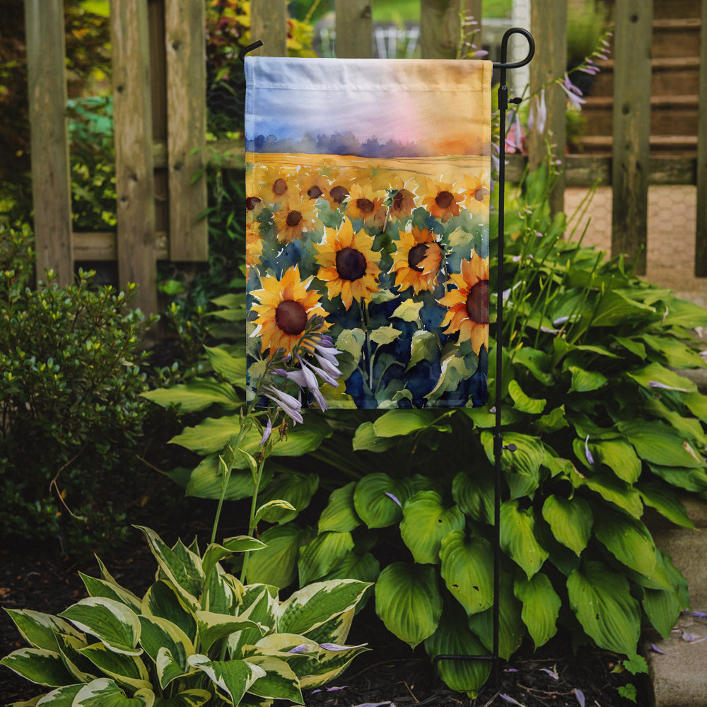 Sunflowers in Watercolor Garden Flag