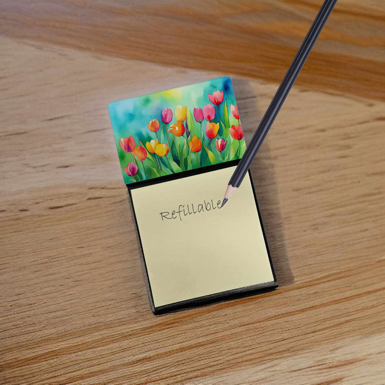 Tulips in Watercolor Sticky Note Holder