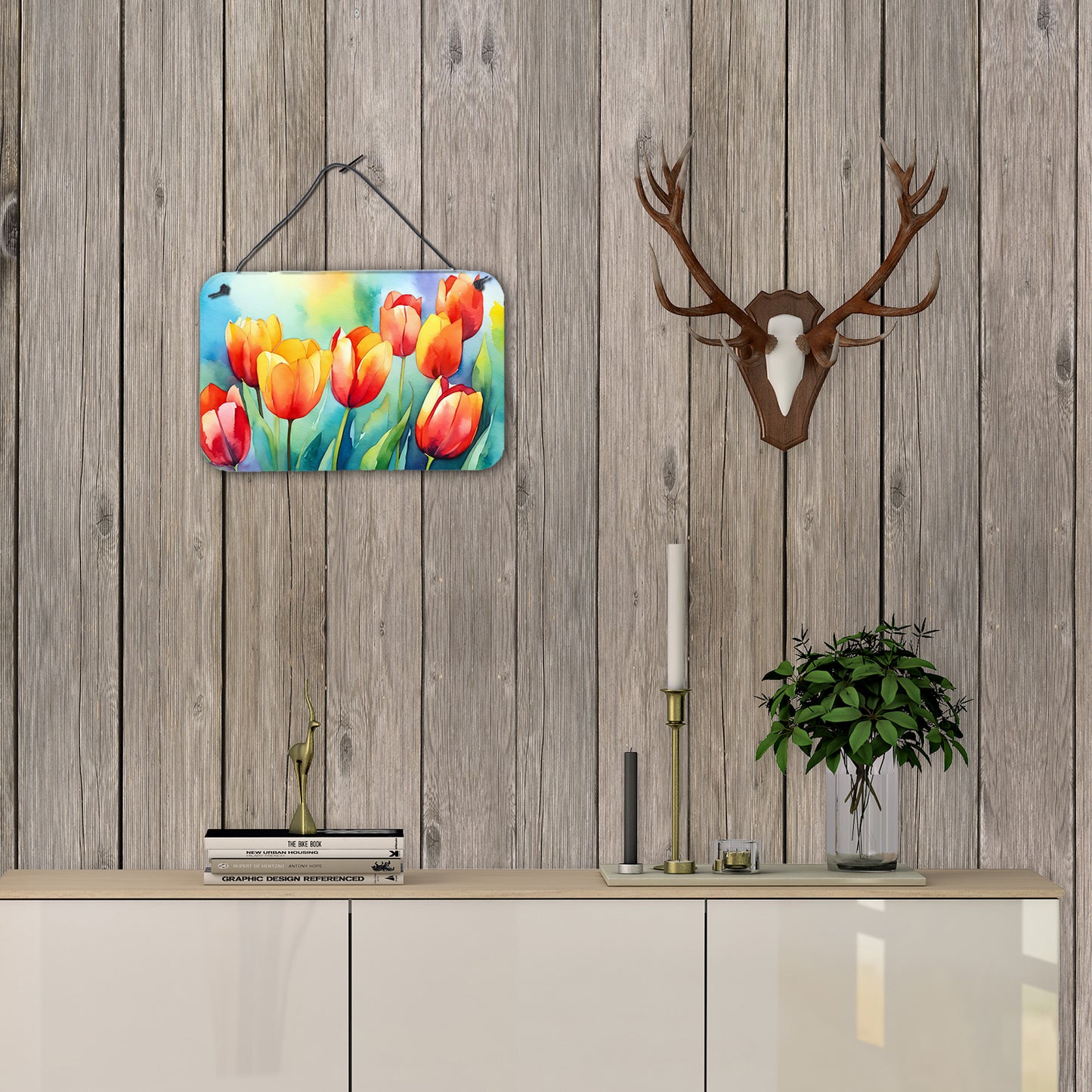 Tulips in Watercolor Wall or Door Hanging Prints