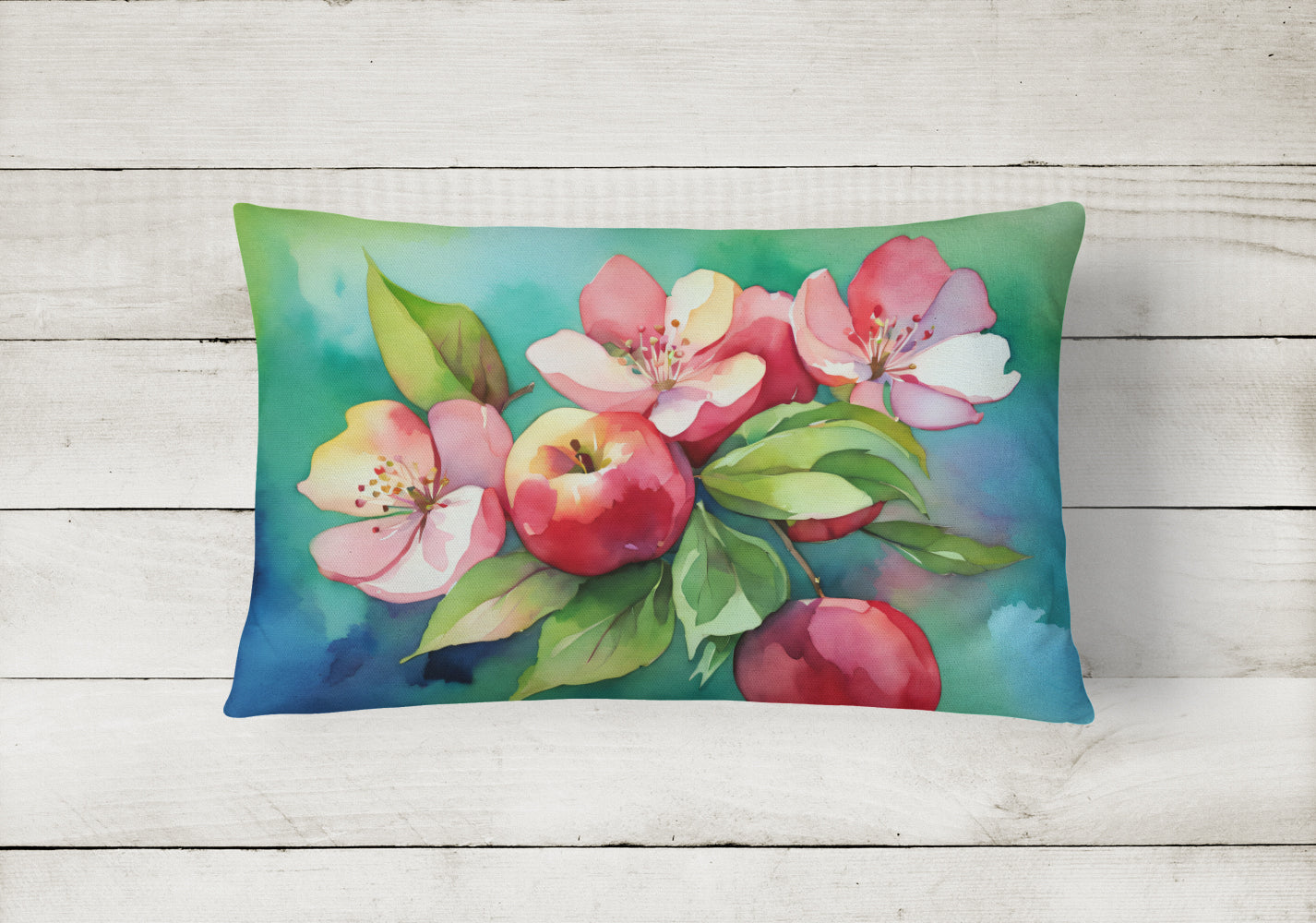 Arkansas Apple Blossom in Watercolor Throw Pillow