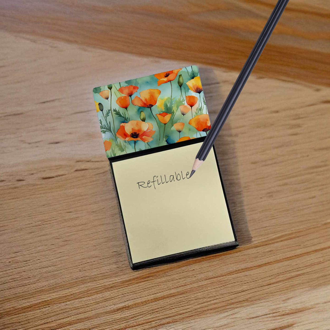 California California Poppies in Watercolor Sticky Note Holder
