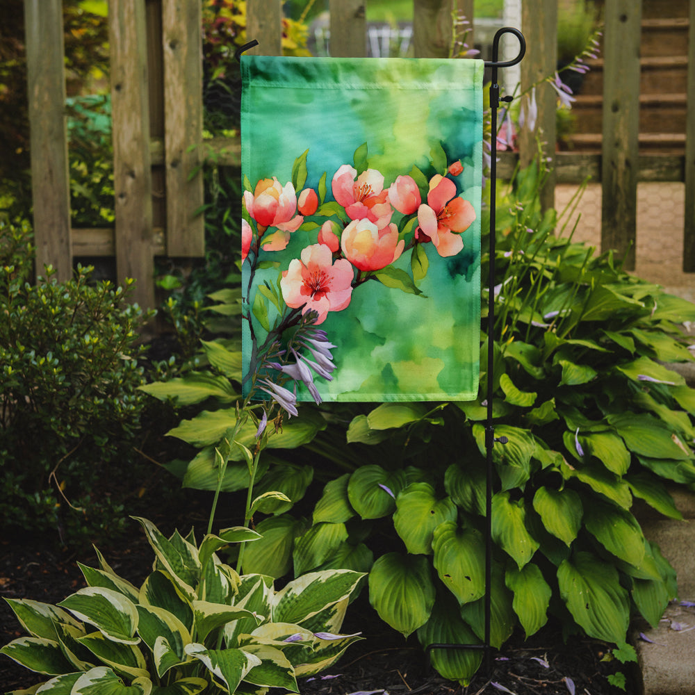 Delaware Peach Blossom in Watercolor Garden Flag