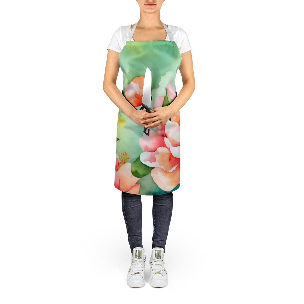 Delaware Peach Blossom in Watercolor Apron