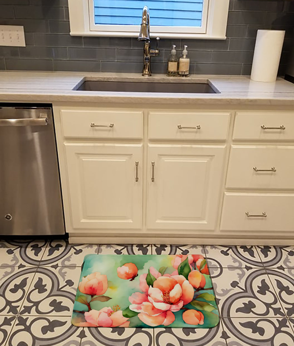 Delaware Peach Blossom in Watercolor Memory Foam Kitchen Mat