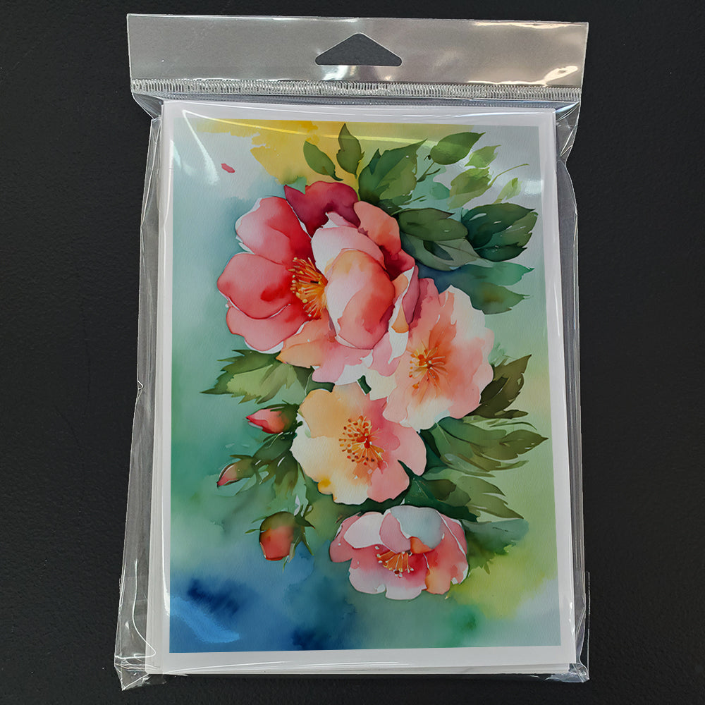 Georgia Cherokee Rose in Watercolor Greeting Cards Pack of 8