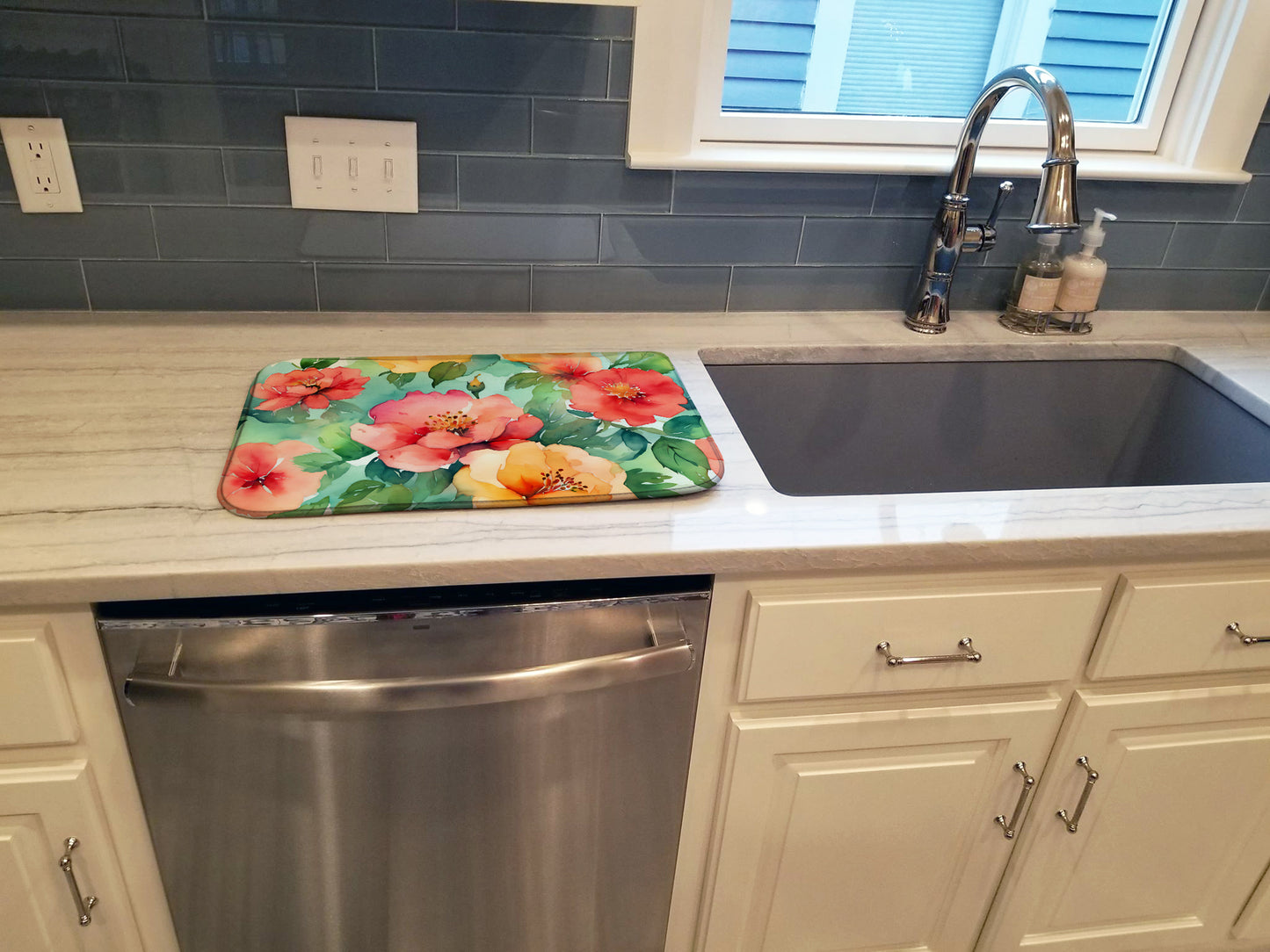Georgia Cherokee Rose in Watercolor Dish Drying Mat