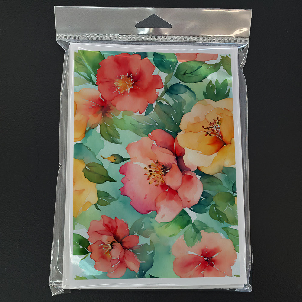 Georgia Cherokee Rose in Watercolor Greeting Cards Pack of 8