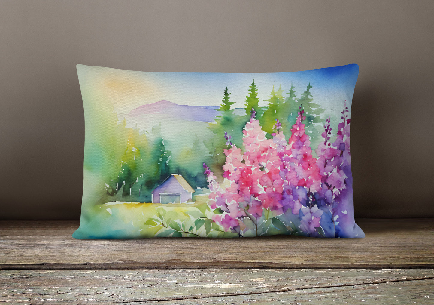 Idaho Syringa in Watercolor Throw Pillow
