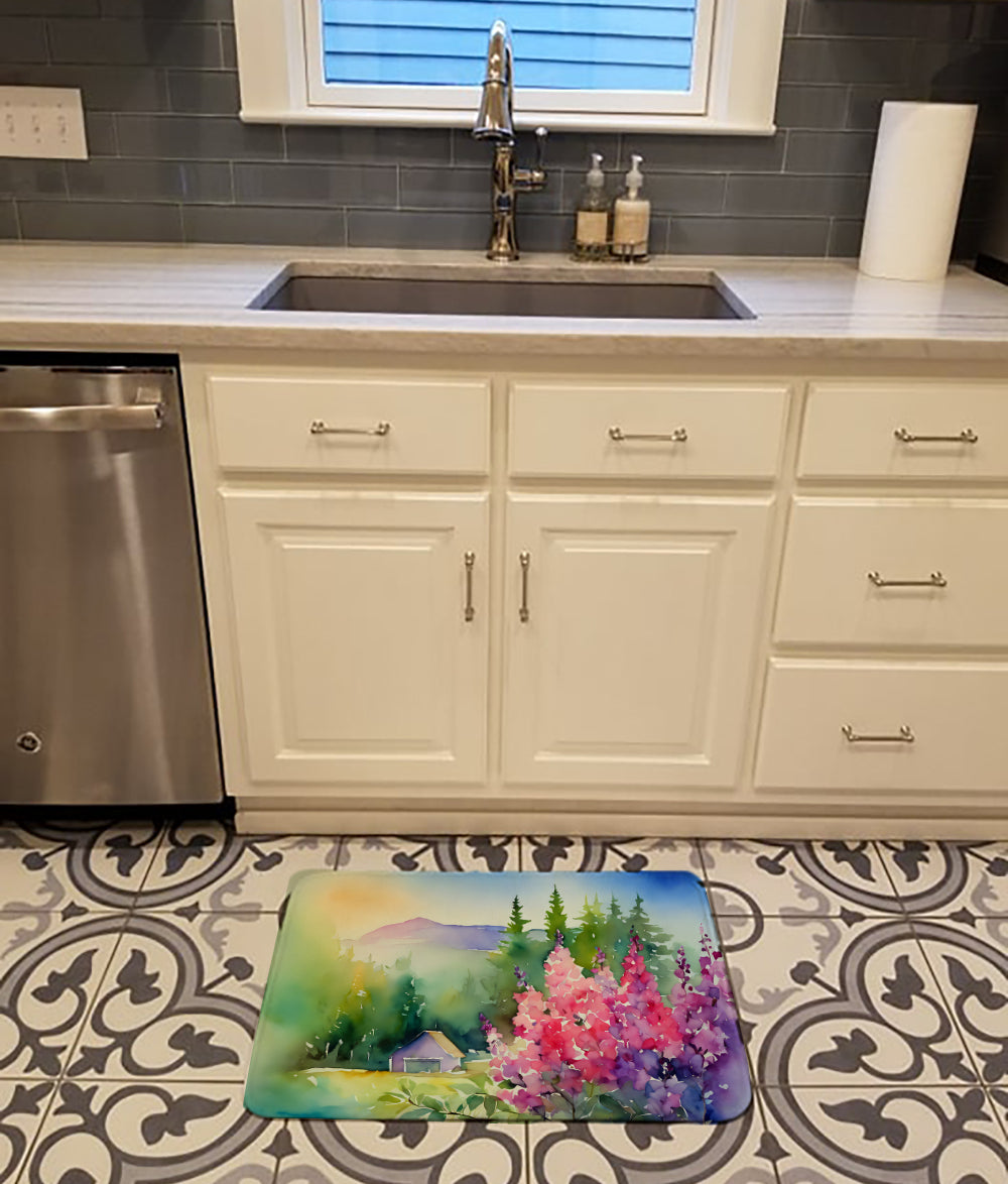 Idaho Syringa in Watercolor Memory Foam Kitchen Mat