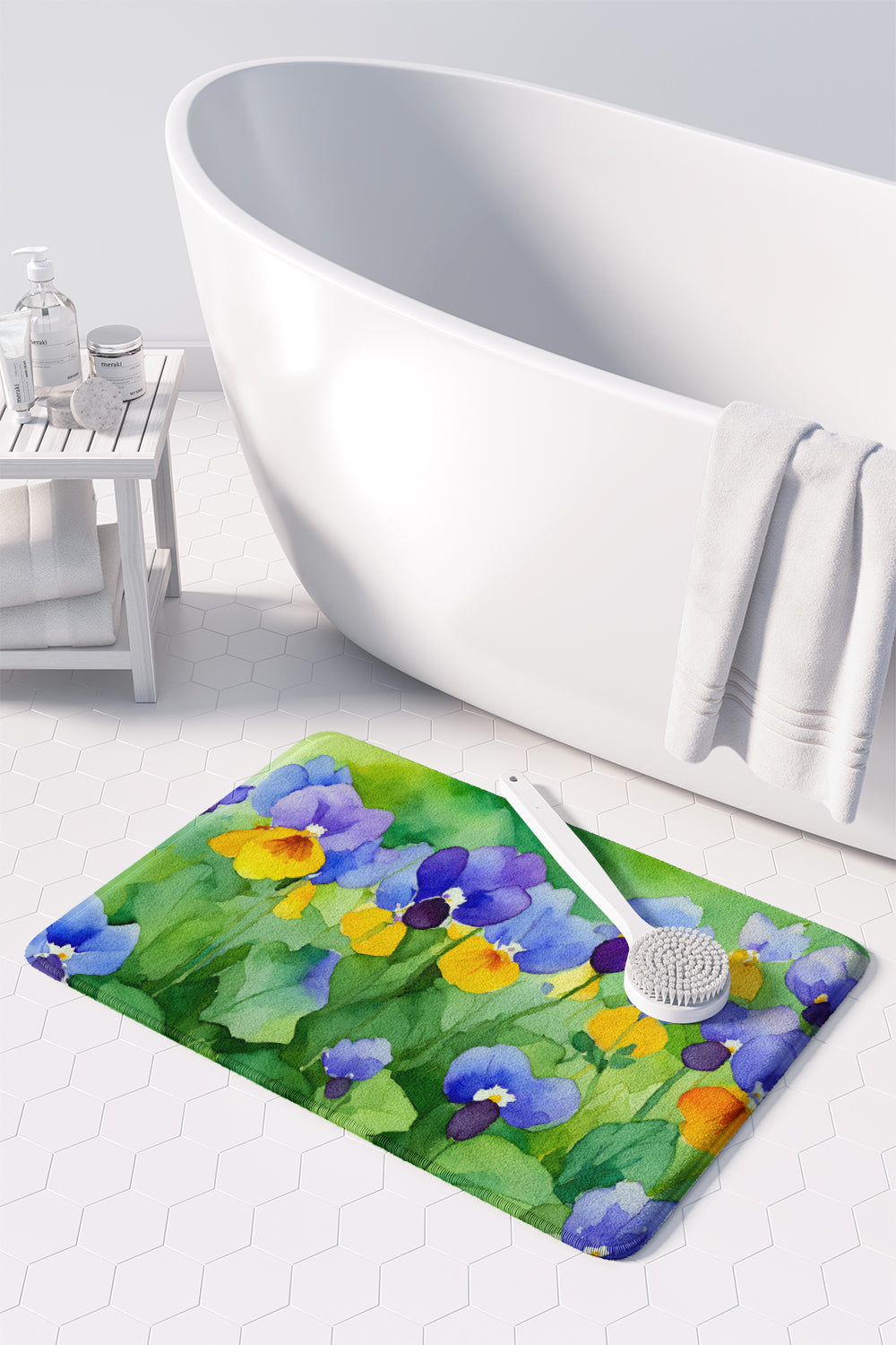 Illinois Violet in Watercolor Memory Foam Kitchen Mat