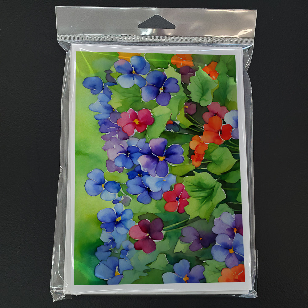 Illinois Violet in Watercolor Greeting Cards Pack of 8