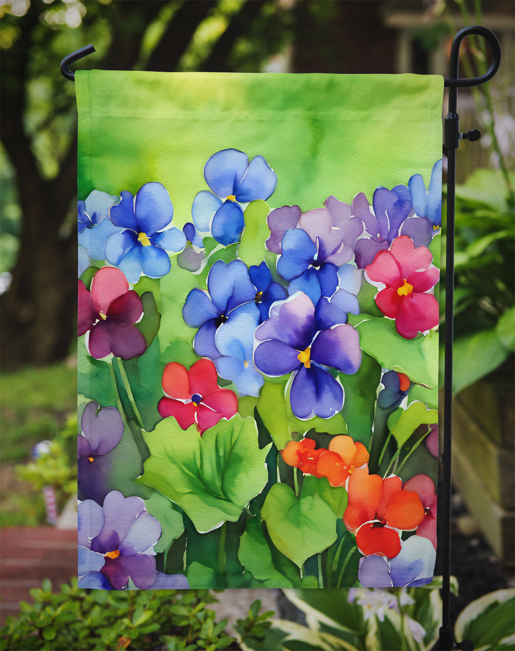 Illinois Violet in Watercolor Garden Flag