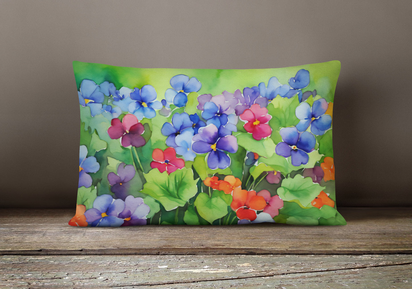 Illinois Violet in Watercolor Throw Pillow