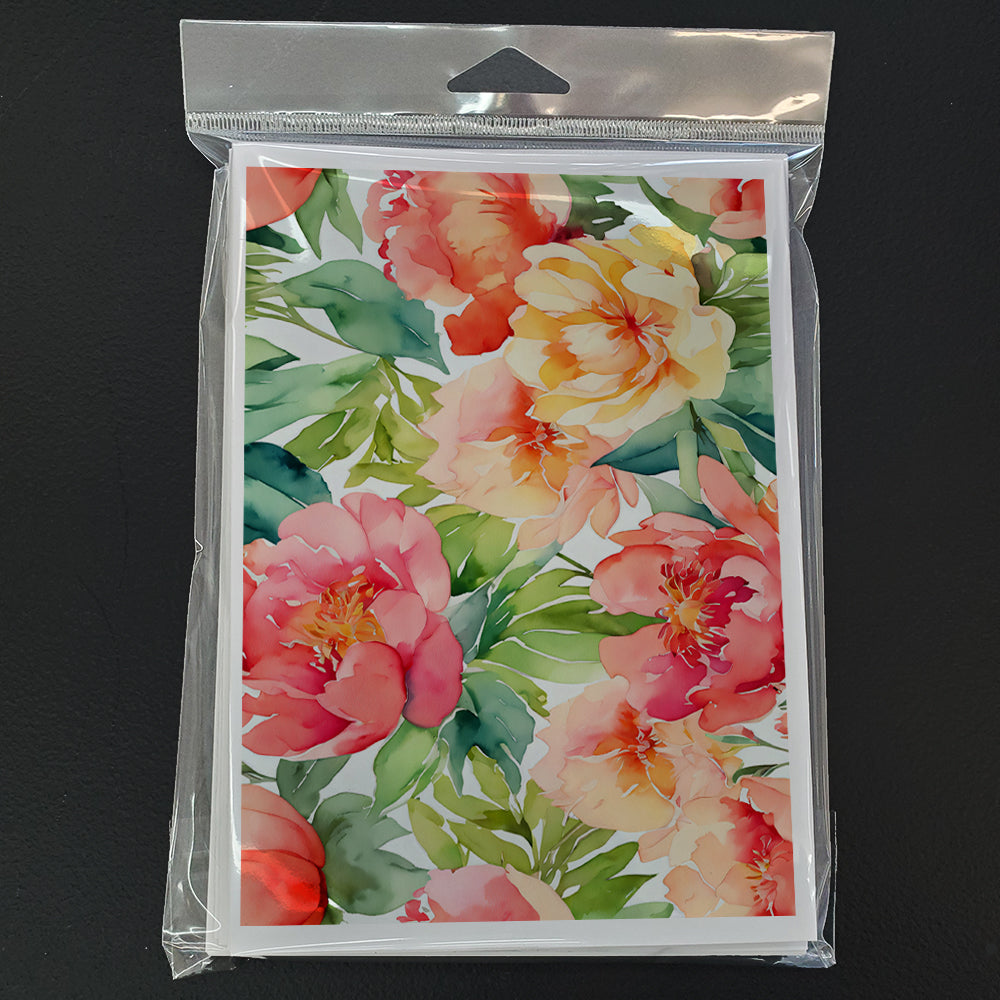 Indiana Peonies in Watercolor Greeting Cards Pack of 8