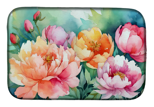 Buy this Indiana Peonies in Watercolor Dish Drying Mat