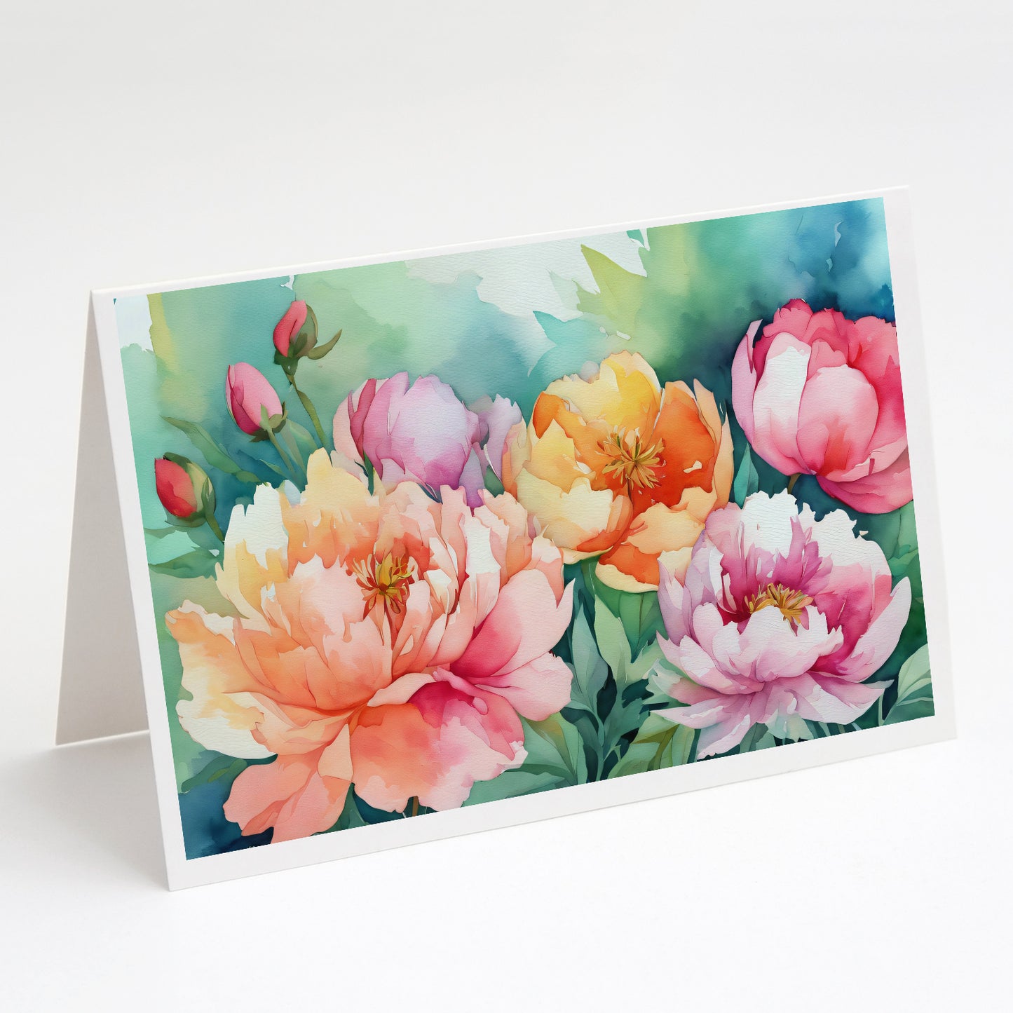 Buy this Indiana Peonies in Watercolor Greeting Cards Pack of 8