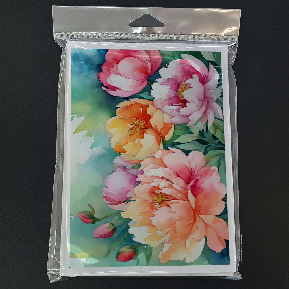 Indiana Peonies in Watercolor Greeting Cards Pack of 8