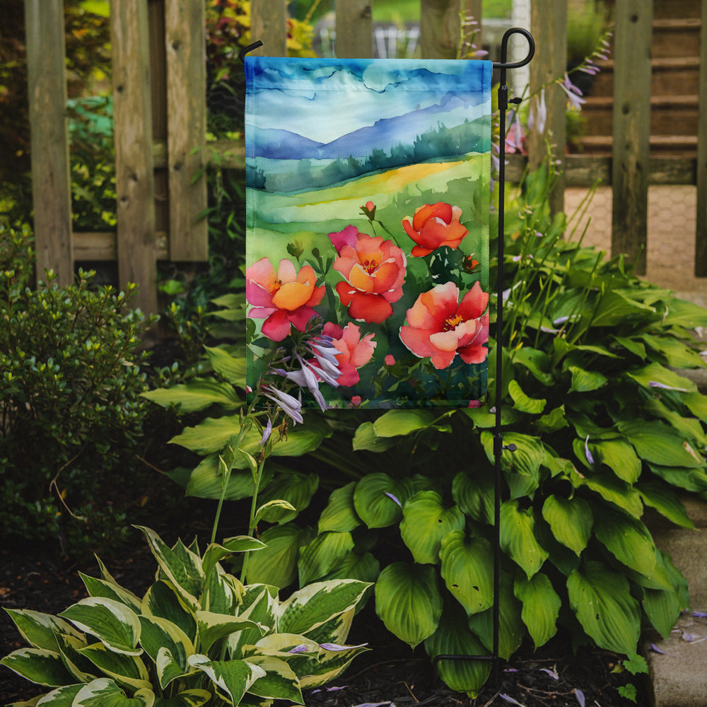 Iowa Wild Prairie Roses in Watercolor Garden Flag