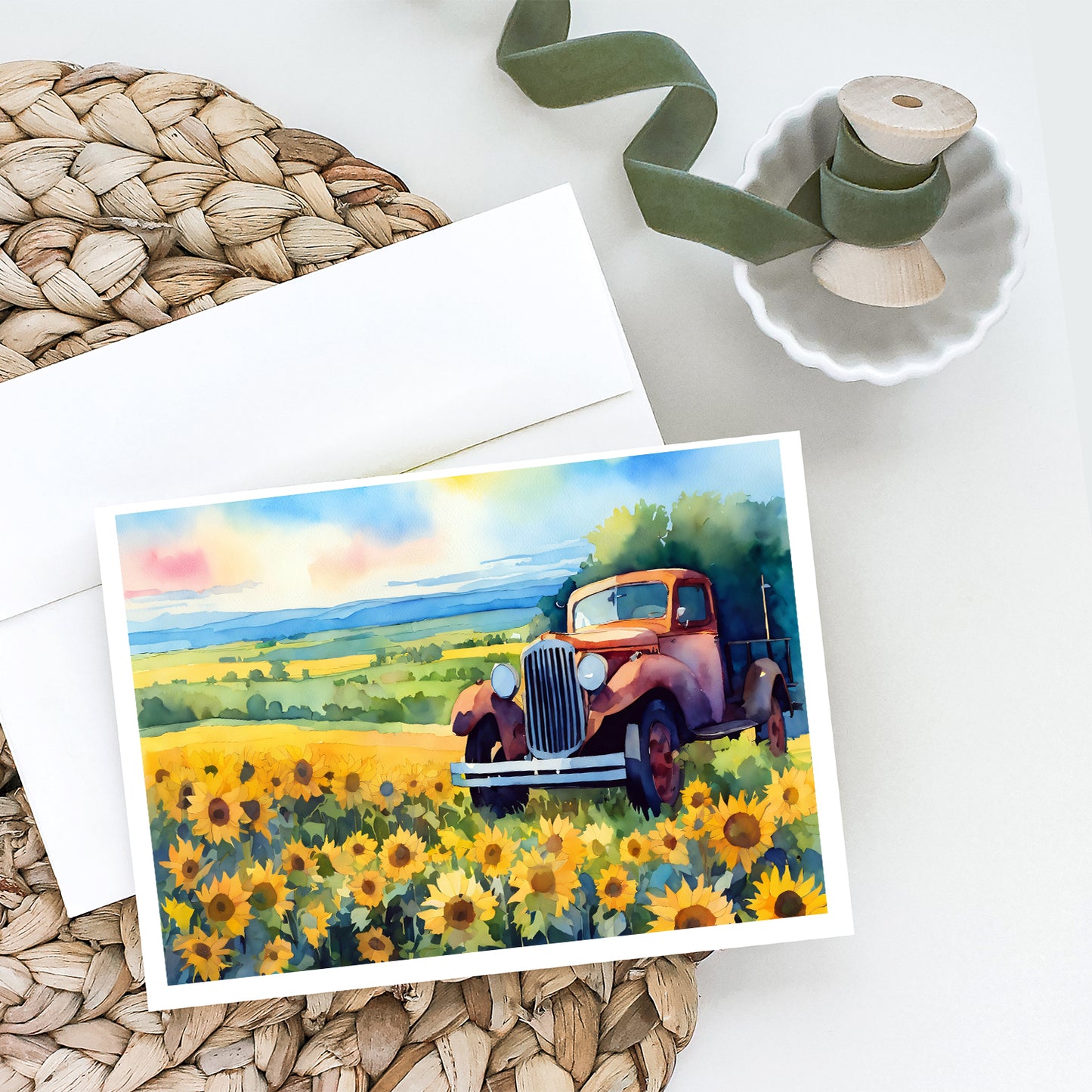 Kansas Sunflowers in Watercolor Greeting Cards Pack of 8