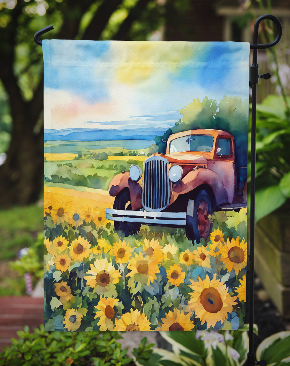 Kansas Sunflowers in Watercolor Garden Flag