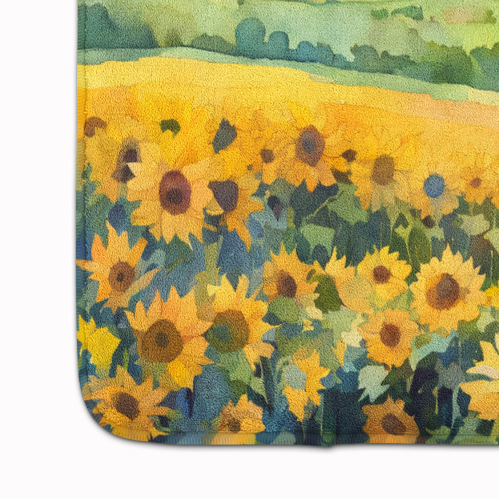 Kansas Sunflowers in Watercolor Memory Foam Kitchen Mat