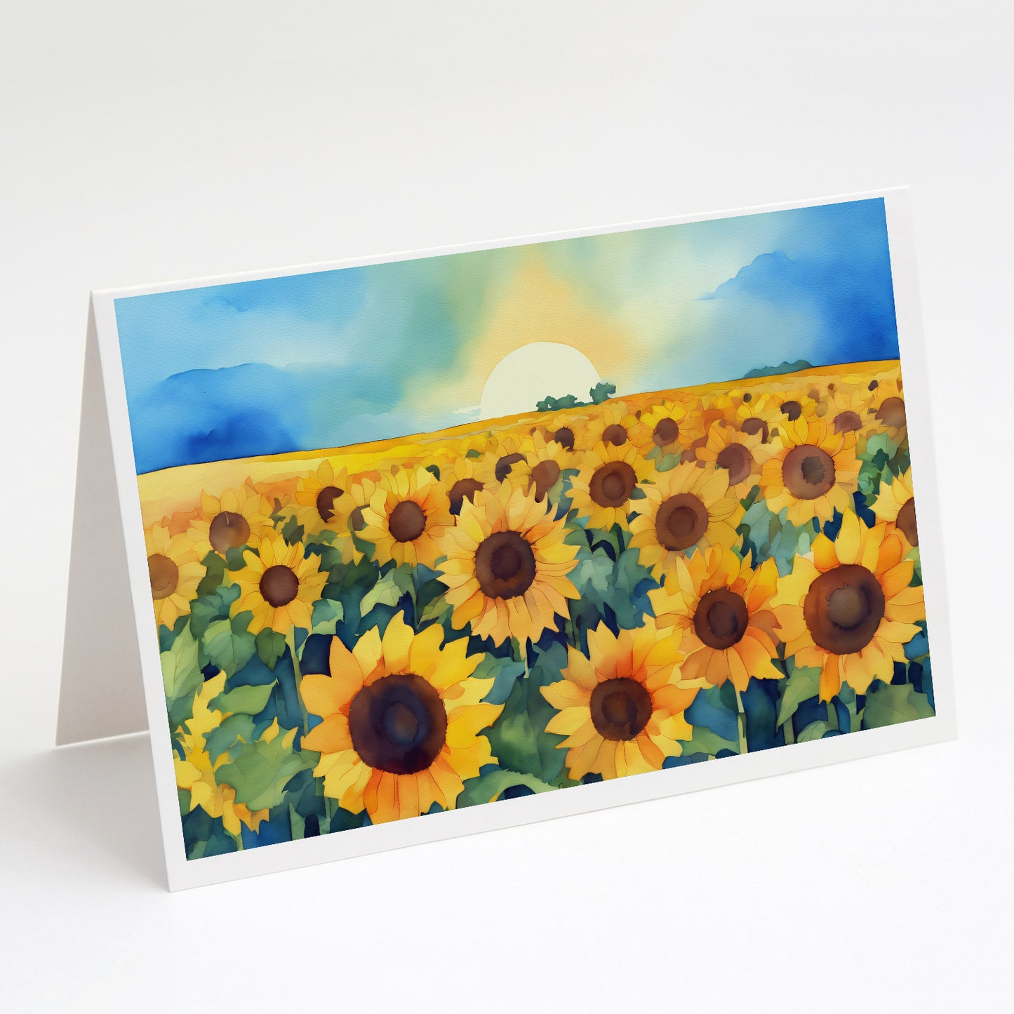 Buy this Kansas Sunflowers in Watercolor Greeting Cards Pack of 8