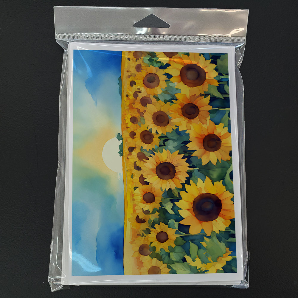 Kansas Sunflowers in Watercolor Greeting Cards Pack of 8