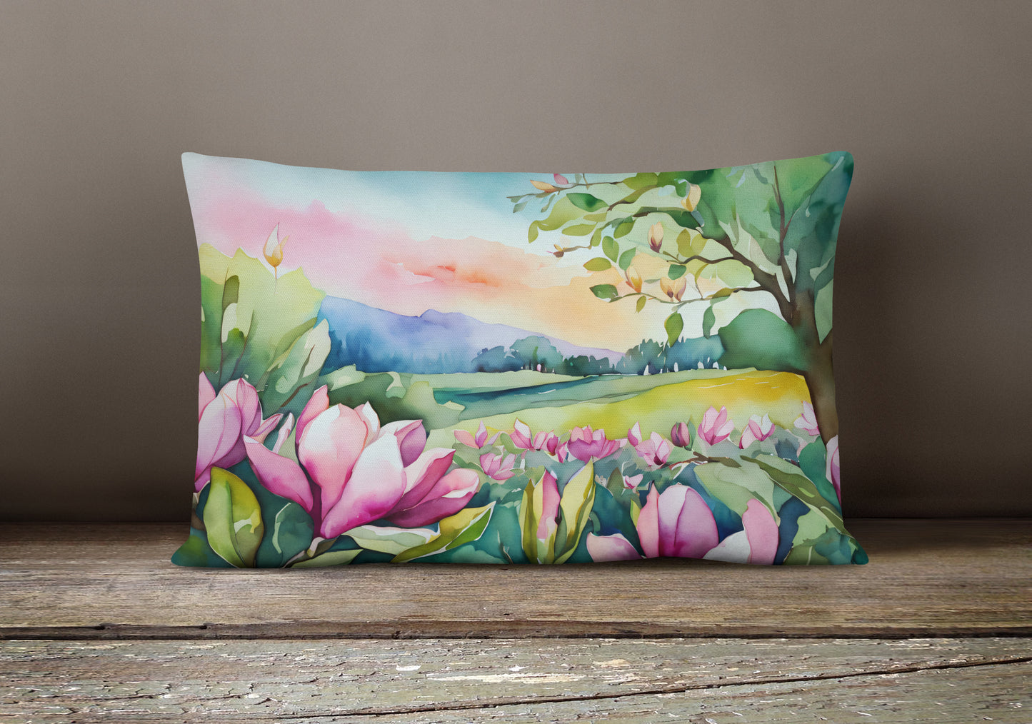 Louisiana Magnolias in Watercolor Throw Pillow