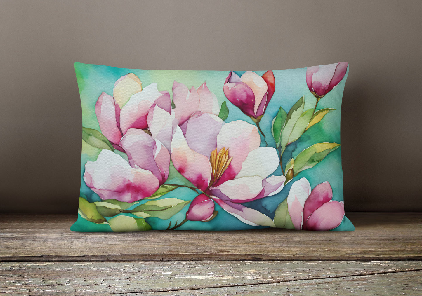 Louisiana Magnolias in Watercolor Throw Pillow