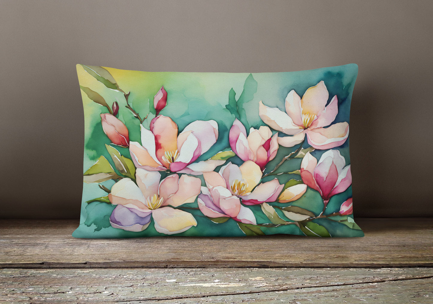 Louisiana Magnolias in Watercolor Throw Pillow