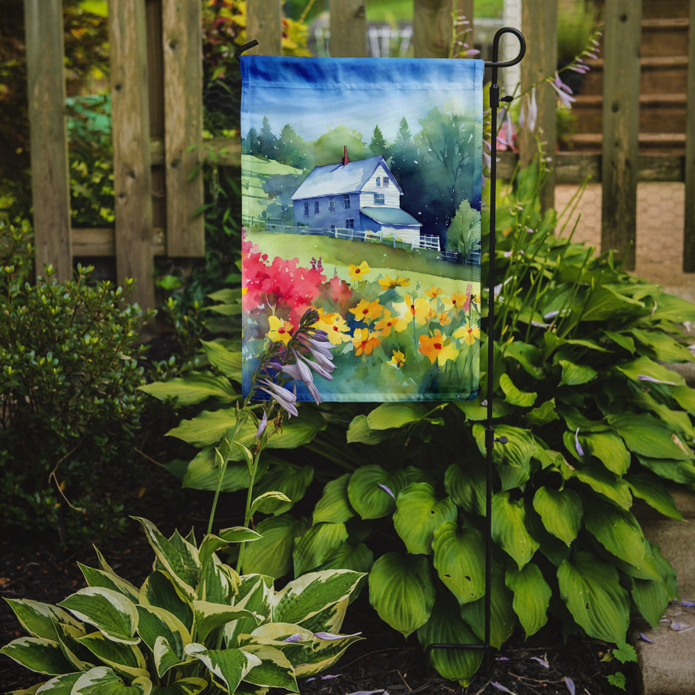 Massachusetts Mayflowers in Watercolor Garden Flag