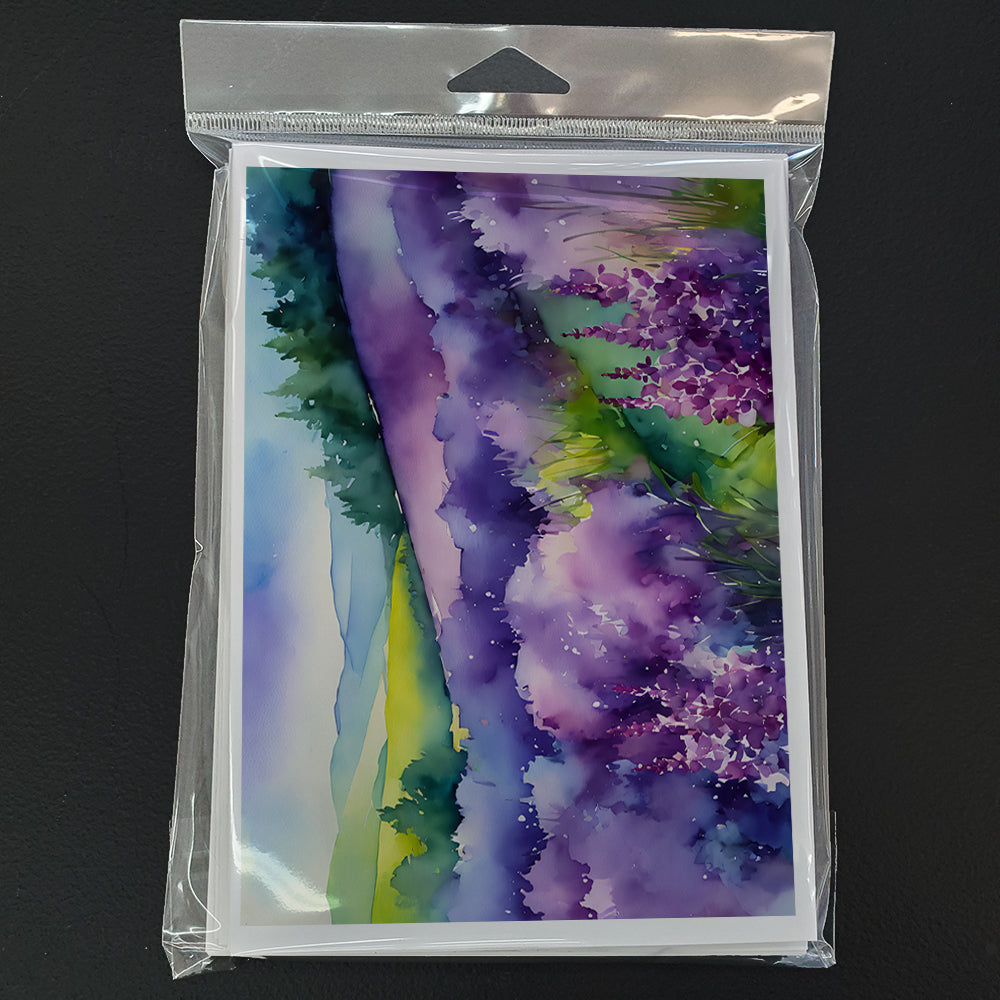 New Hampshire Purple Lilac in Watercolor Greeting Cards Pack of 8