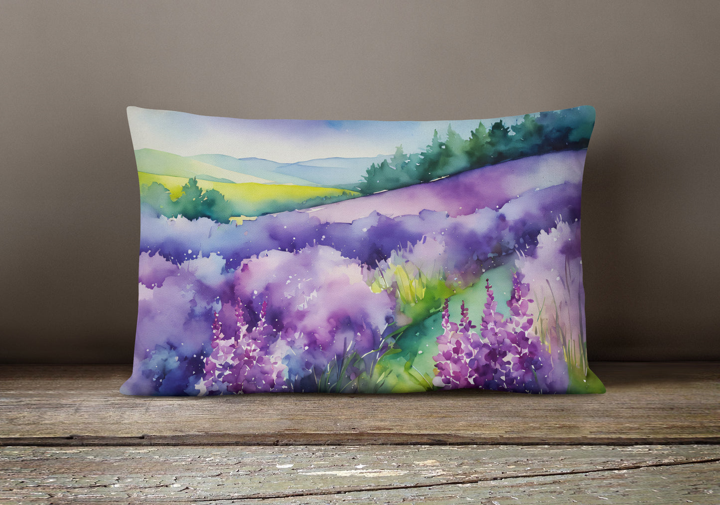 New Hampshire Purple Lilac in Watercolor Throw Pillow
