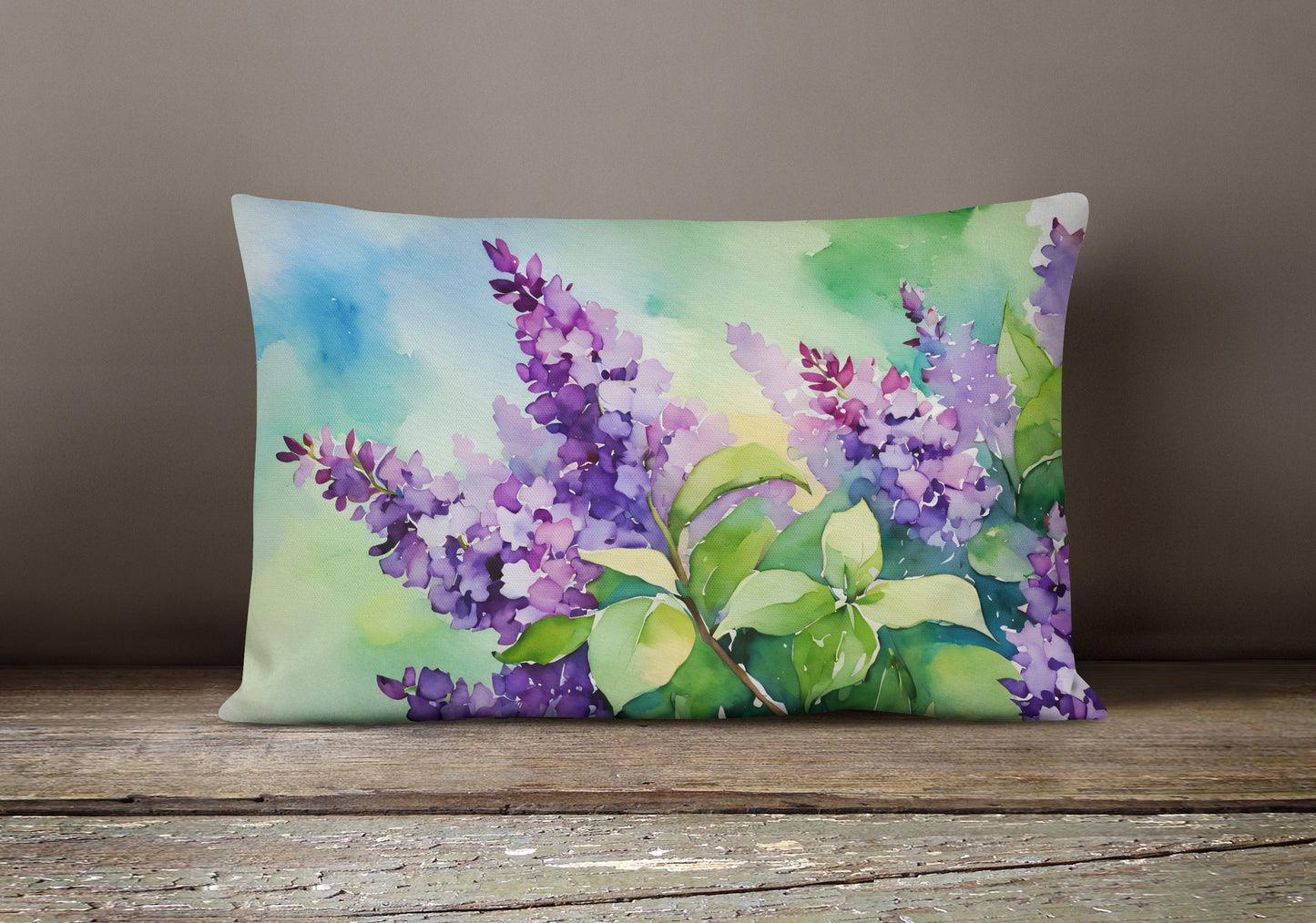 New Hampshire Purple Lilac in Watercolor Throw Pillow