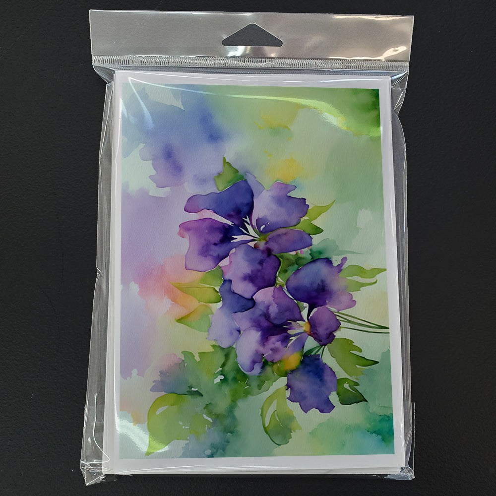 New Jersey Violet in Watercolor Greeting Cards Pack of 8