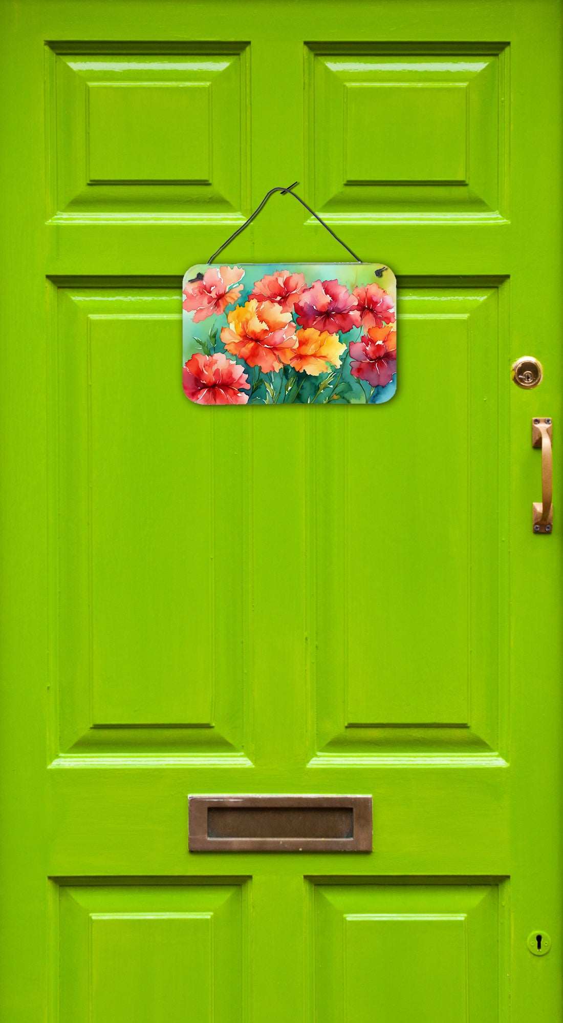 Ohio Scarlet Carnations in Watercolor Wall or Door Hanging Prints