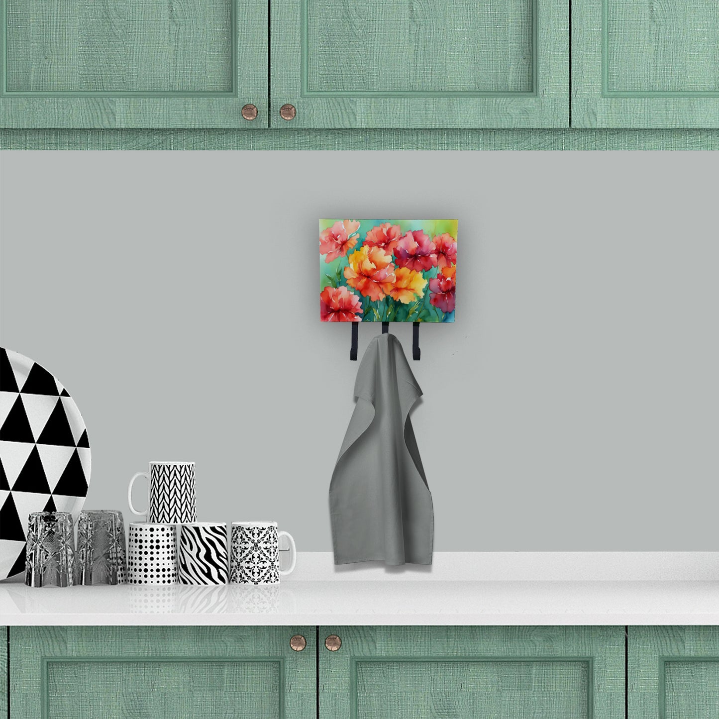 Ohio Scarlet Carnations in Watercolor Leash or Key Holder