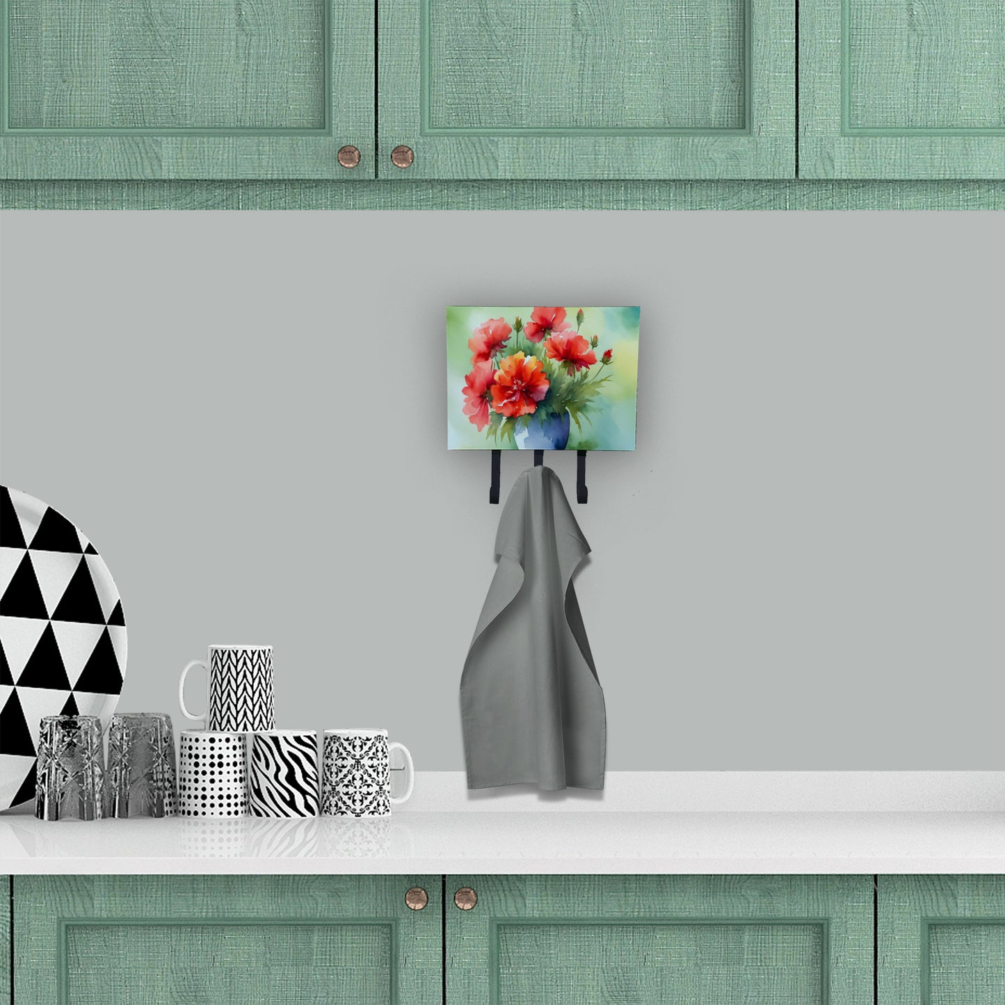 Ohio Scarlet Carnations in Watercolor Leash or Key Holder