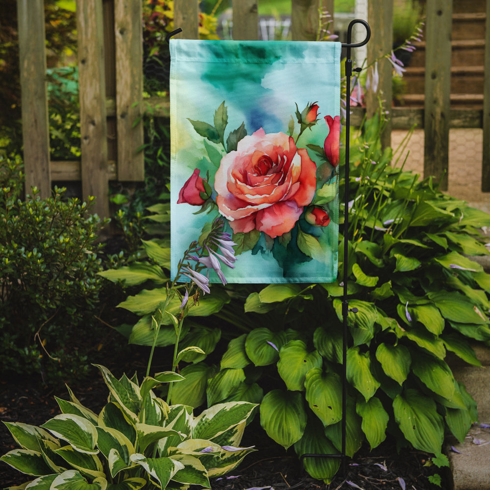 Oklahoma Roses in Watercolor Garden Flag