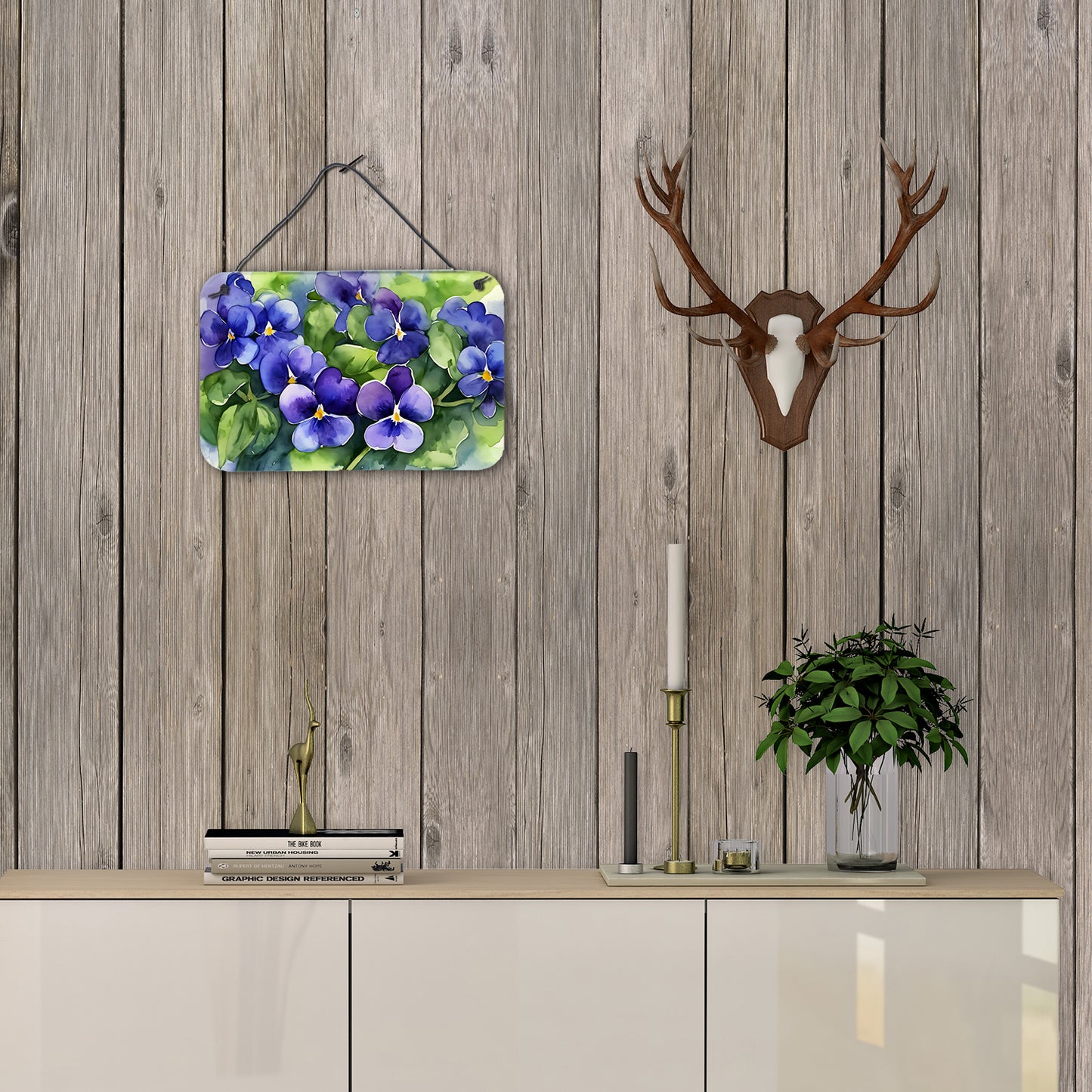 Rhode Island Violets in Watercolor Wall or Door Hanging Prints