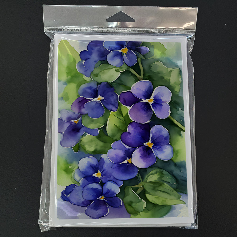 Rhode Island Violets in Watercolor Greeting Cards Pack of 8