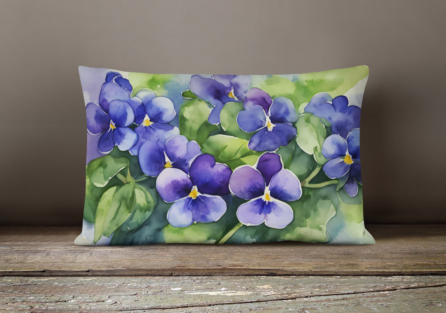 Rhode Island Violets in Watercolor Throw Pillow